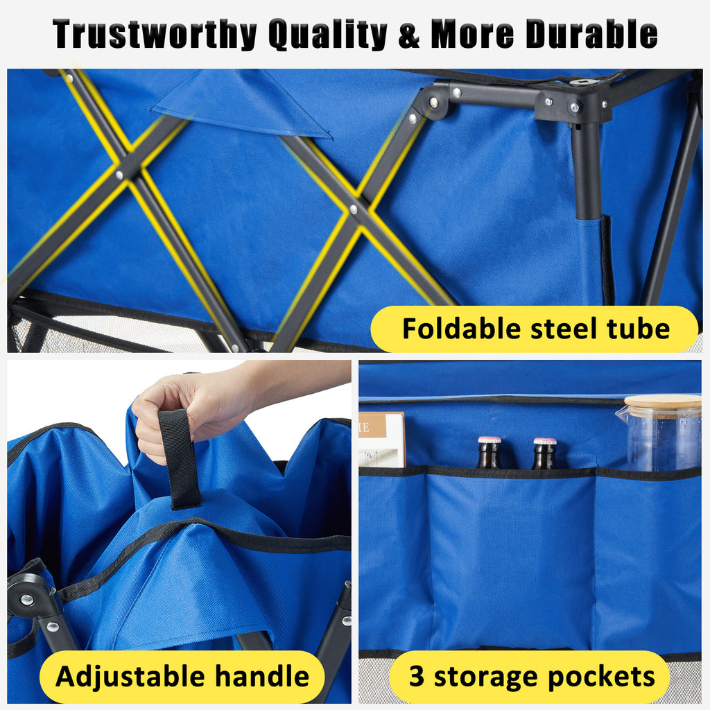 Folding Double Decker Garden Wagon, VECUKTY Heavy Duty Collapsible