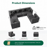 BEHOST 130" 8-Piece Modular Sectional Sofa with Ottomans, U-Shaped Pit Couch for Living Room, Modern Chenille Fabric Cloud Couch Set, Large Sleeper Sofa with Deep Seats, Dark Gray