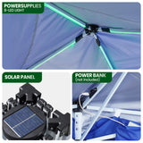 Vecukty 10x10ft Pop Up Canopy Tent with Removable Mesh Mosquito Sidewalls, Remote-Controlled 8-Color LED Lights ,Instant Outdoor Shelter Gazebo Tent,Blue
