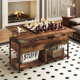 MONVANE 40" Lift Top Coffee Table with Storage for Living Room, Rustic Brown