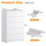 Eunon 6 White Drawer Dresser, Wood Storage Chest Organizers ,Chests of Drawers with Large Organizer for Bedroom Living Room