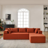 Behost 105" Modular Sectional Sofa for Living Room, Corduroy Cloud Couch for Adults, Red