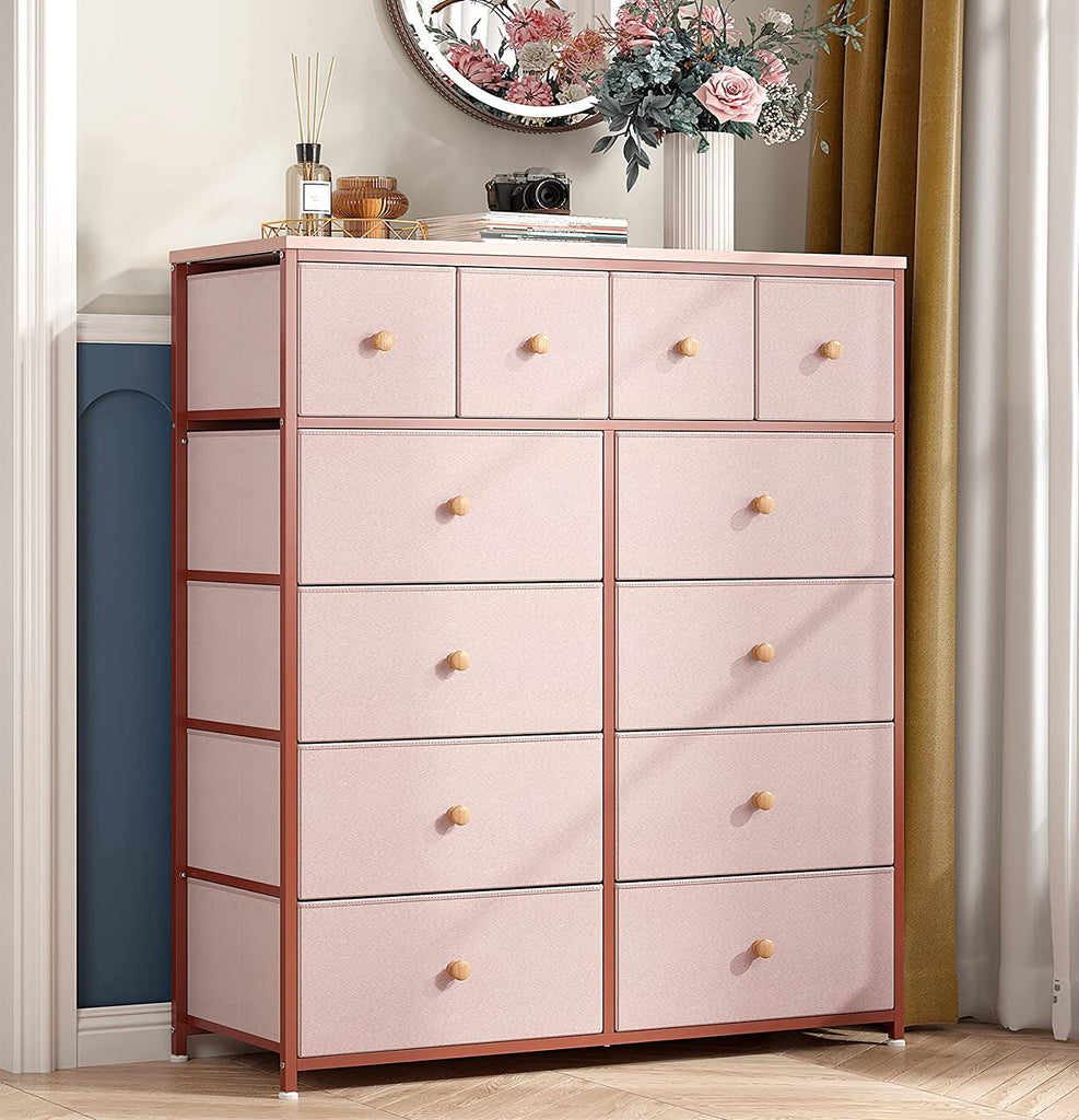 MONVANE 11-Drawer Dresser Simple Design, Pink