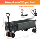 Vecukty 51.2" Large Collapsible Folding Wagon Cart, 560 lbs Load Capacity, Heavy-Duty Steel Frame & Oversized Wheels for Grocery Shopping, Camping, Sports, Moving – Black