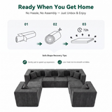 BEHOST 130" 8-Piece Modular Sectional Sofa with Ottomans, U-Shaped Pit Couch for Living Room, Modern Chenille Fabric Cloud Couch Set, Large Sleeper Sofa with Deep Seats, Dark Gray