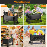 Vecukty Collapsible Wagon Cart , Portable Multifunctional Camping Cart for Camping, Beach, Picnic, Shopping, Black