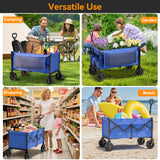 Vecukty Collapsible Wagon Cart , Portable Multifunctional Camping Cart for Camping, Beach, Picnic, Shopping, Blue