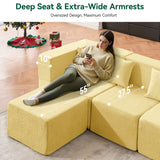 BEHOST 102.5" L Shaped Modular Sectional Sofa with Extra Deep Seats, Cloud Couch for Small Living Room,Teddy Yellow