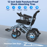 SACVON Lightweight Electric Wheelchair for Adults,Only 59 Lbs All Terrain Motorized Wheelchair,22 Miles Long Travel Range,2 Storage Bags
