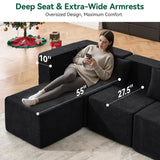 BEHOST 102.5" L Shaped Modular Sectional Sofa with Extra Deep Seats, Cloud Couch for Small Living Room,Teddy Black