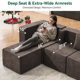 BEHOST 102.5" L Shaped Modular Sectional Sofa with Extra Deep Seats, Cloud Couch for Small Living Room,Teddy Brown