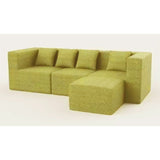 102.5" L-Shaped Cloud Couch Modular Sectional Sofa for Living Room, Yellow Boucle Fabric Sofa Couch with Ottoman and 4 Pillows, No Assembly