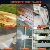 Keenstone Electric Pressure Washer, 4200PSI Max 3 GPM Power Washer with 35FT Power Cord 20FT Hose 5 Nozzles,Soap Cannon for Cars Patios