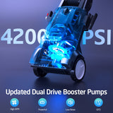 TCISA 4200 PSI Electric Pressure Washer,Max 3GPM Power Washer with 35FT Power Cord 20FT Hose 5 Nozzles and Built-in Soap Cannon for Car Garden Yard Hom