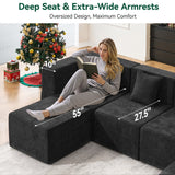 BEHOST Loveseat Cloud Couch Sectional Sofa wiht 4 Pillows, Includeds Left Arm + Right Arm Seats, Chenille Black