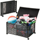 Toy Box Storage, 75L Collapsible Metal Toy Chest Toy Organizers and Storage Bins, Large Toy Box for Boys Girls, Toy Storage Organizer with Wheels, Kids Toy Storage for Nursery, Playroom, 1 PC - Black