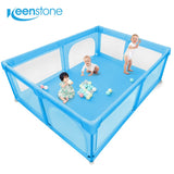 Super Extra Large Baby Playpen for Toddler, 81 x 61" Safety Collapsible Foldable Baby Playard Pen Gate for 0-6 Years, Travel, Camping Essentials, Indoor, Outdoor - Blue