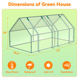 Mini Greenhouse Outdoor, VECUKTY Waterproof Garden Green House with Durable PE Cover & Roll-Up Zipper Door, Heavy Duty Greenhouse Tent for Indoor Outdoor Plants