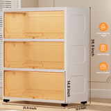 282Qt Stackable Large Plastic Storage Bins with Lids, 3 Tier Closet Organizer with Doors and Wheels, White