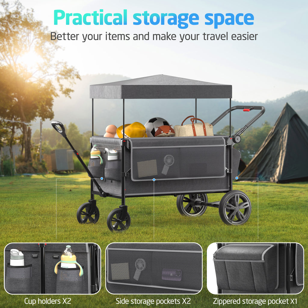 stroller wagon combo SACVON All-Terrain Stroller Wagon for Toddlers with Canopy, Parent Org – Keenstone.com