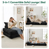 BEHOST 86" Large Futon Sofa Bed for Adults, 3-in-1 Convertible Folding Chair Bed Sleeper Chair, Black