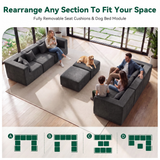 BEHOST 130" 8-Piece Modular Sectional Sofa with Ottomans, U-Shaped Pit Couch for Living Room, Modern Chenille Fabric Cloud Couch Set, Large Sleeper Sofa with Deep Seats, Dark Gray