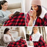 Electric Heating Blanket with Waistband and Sleeves - Keenstone Cozy Plaid Heated Throw with 6 Heat Levels and Timer Settings - 50 x 70 inch,Red