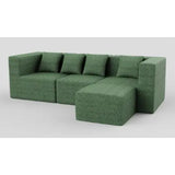 102.5" L-Shaped Cloud Couch Modular Sectional Sofa for Living Room, Dark Green Boucle Fabric Sofa Couch with Ottoman and 4 Pillows, No Assembly