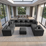 BEHOST 10 Modules Oversized Modular Sectional Sofa Set for Living Room, Chenille Dark Gray