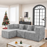 BEHOST 102.5" L-Shaped Modular Sectional Sofa, 4-Piece Chenille Cloud Couch with Extra Deep Seatst, Pet-Friendly Boneless Sofa for Living Room & Apartment, Chenille Light Gray