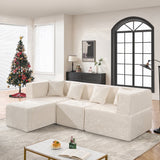 BEHOST 102.5" L-Shaped Modular Sectional Sofa, 4-Piece Chenille Cloud Couch with Extra Deep Seatst, Pet-Friendly Boneless Sofa for Living Room & Apartment, Chenille Beige