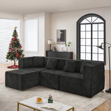 BEHOST 102.5" L-Shaped Modular Sectional Sofa, 4-Piece Chenille Cloud Couch with Extra Deep Seatst, Pet-Friendly Boneless Sofa for Living Room & Apartment, Chenille Black