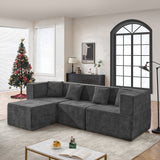 BEHOST 102.5" L-Shaped Modular Sectional Sofa, 4-Piece Chenille Cloud Couch with Extra Deep Seatst, Pet-Friendly Boneless Sofa for Living Room & Apartment, Chenille Dark Gray