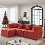BEHOST 102.5" L-Shaped Modular Sectional Sofa, 4-Piece Chenille Cloud Couch with Extra Deep Seatst, Pet-Friendly Boneless Sofa for Living Room & Apartment, Chenille Rust