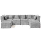 Light Gray 130" Oversized Modular Sectional Sofa for Living Room Flexible Combination