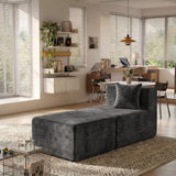 BEHOST 2 Modules Sectional Sofa for Living Room, Includes 1 Armless Center Seat + 1 Ottoman + 1 Pillow, Chenille Dark Gray