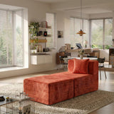 BEHOST 2 Modules Sectional Sofa for Living Room, Includes 1 Armless Center Seat + 1 Ottoman + 1 Pillow, Chenille Rust