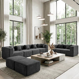 BEHOST 130" 8-Piece Modular Sectional Sofa with Ottomans, U-Shaped Pit Couch for Living Room, Modern Chenille Fabric Cloud Couch Set, Large Sleeper Sofa with Deep Seats, Dark Gray