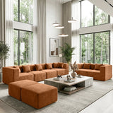 BEHOST 202.5" Modular Sectional Sofa for Apartment Living Room, Boneless Design, No Assembly Required, Rust Red