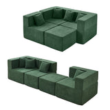 BEHOST 202.5" Modular Sectional Sofa with 2 Ottomans and 8 Pillows, 27.5" Deep Seat, No Assembly Required, Forest Green