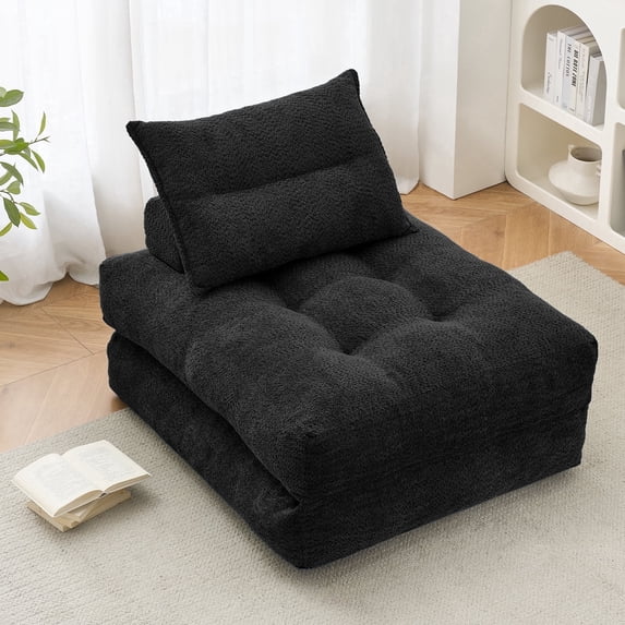 BEHOST 86" 4 Pack Large Futon Sofa Bed for Adults, 3-in-1 Convertible Folding Chair Bed Sleeper Chair, Black
