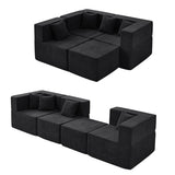 BEHOST 8-Piece Modular Sectional Sofa, 202.5" Oversized Cloud Couch with Teddy Velvet, Classic Black