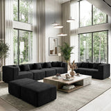 BEHOST 130" 8-Piece Modular Sectional Sofa with Ottomans, U-Shaped Pit Couch for Living Room, Modern Chenille Fabric Cloud Couch Set, Large Sleeper Sofa with Deep Seats, Classic Black