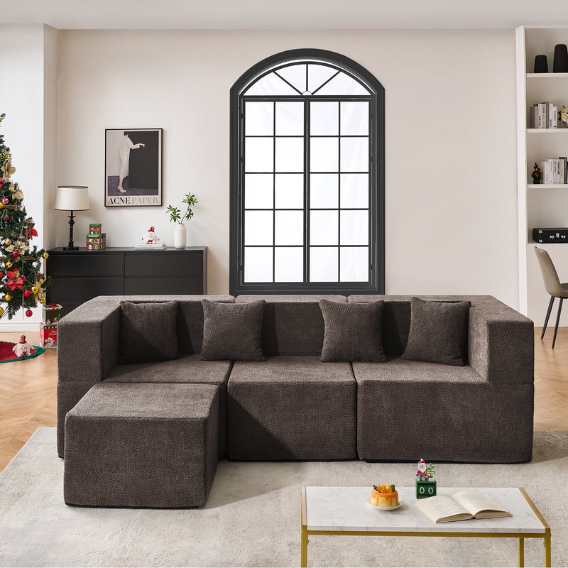 BEHOST 102.5" L Shaped Modular Sectional Sofa with Extra Deep Seats, Cloud Couch for Small Living Room,Teddy Brown
