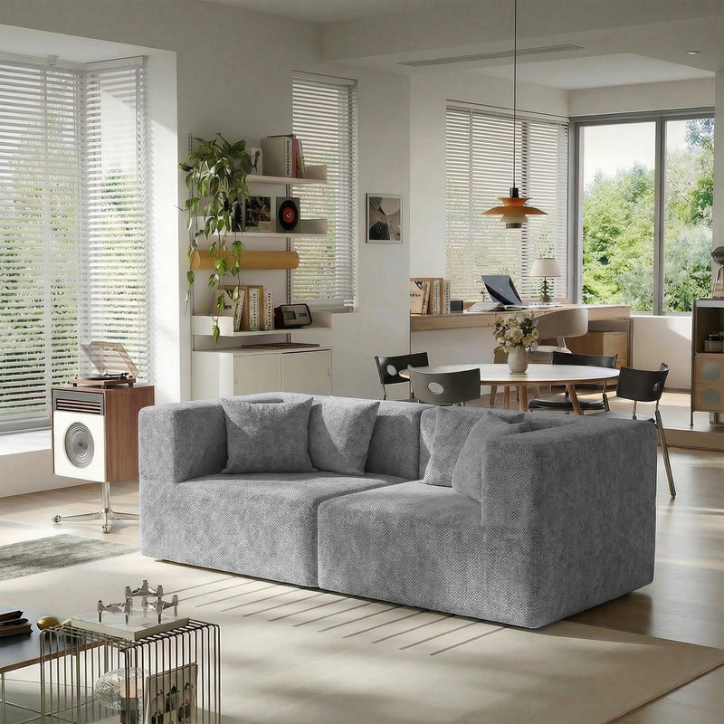 BEHOST Loveseat Cloud Couch Sectional Sofa wiht 4 Pillows, Includes Left Arm + Right Arm Seats, Chenille Light Gray