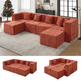 BEHOST Oversized Sectional Sofa for Living Room, Boneless Chenille Cloud Modular Couch, Rust Red