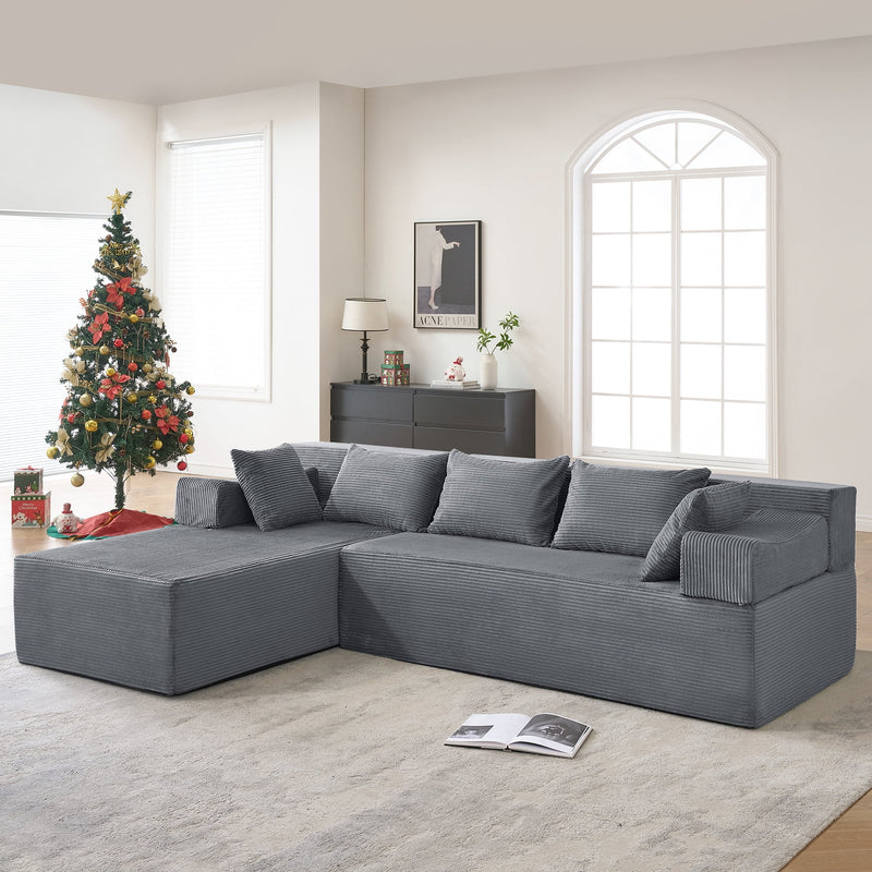 Behost 105" Modular Sectional Couches for Living Room, Deep Seat L Shaped Sofa with Cushions and Pillows, Dark Gray