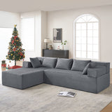 Behost 105" Modular Sectional Couches for Living Room, Deep Seat L Shaped Sofa with Cushions and Pillows, Dark Gray