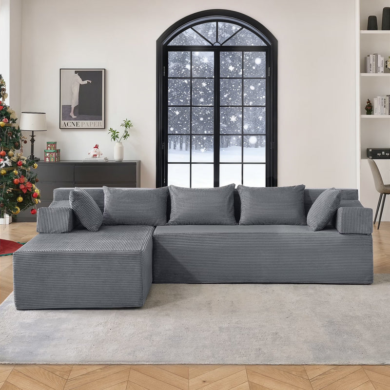 Behost 105" Modular Sectional Sofa for Living Room, Boneless L Shaped Cloud Couch with Chaise, Gray