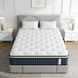 Behost 10 inch Queen Size Mattress in a Box for Sleep, Low Motion Mattress with Individual Pocket Springs, White Printed